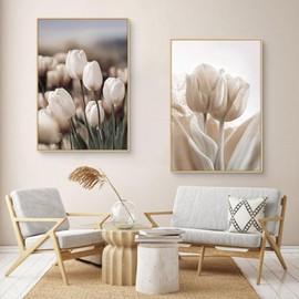 Herfair Premium Tulip Poster Set, Modern Forest Pictures, Tulip Canvas Pictures, Wall Decoration, Living Room, Bedroom Wall Decoration, Without Frame (30 x 40 cm), Set of 3