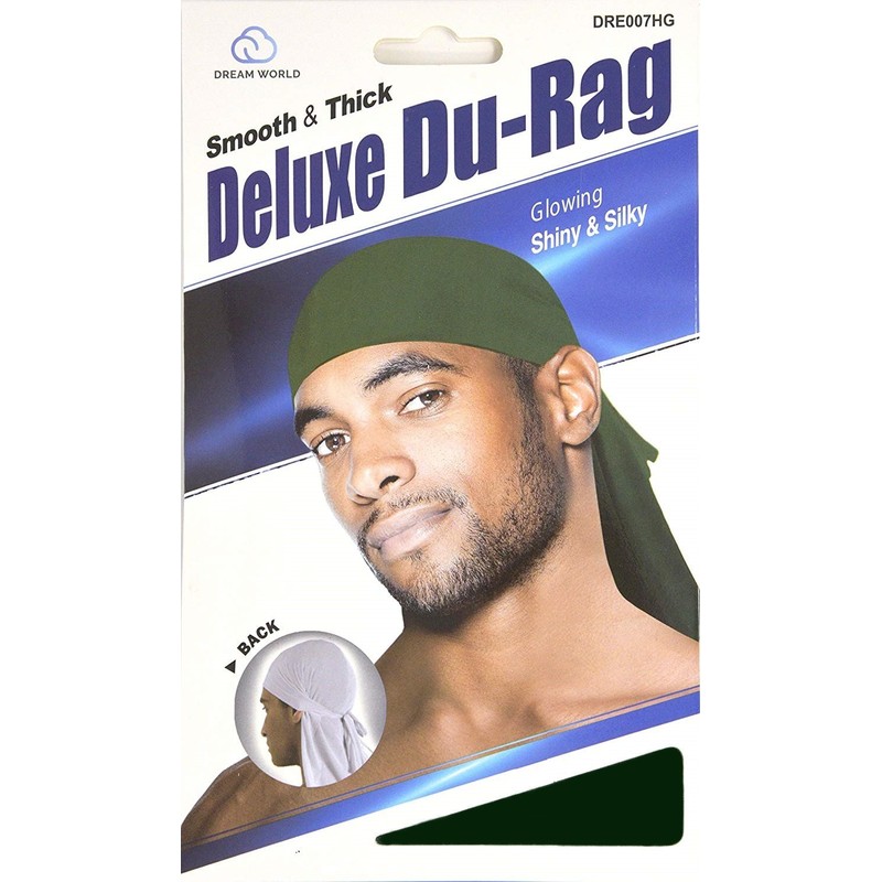 Dream Deluxe Du-Rag Green Smooth & Thick, Stretchable, Wrinkle Free,