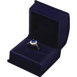 Navy Blue Color Luxury Velvet Ring Gift Box for Proposal, Wedding, Engagement, Birthday, Valentine' Day, Mother's Day, Christmas...Comes with an Extra Individual White Packer Box Premium Velvet Ring Jewelry Box Size 2.15〞(W)*2.15〞(D)*1.65〞(H)( Not a Bigg