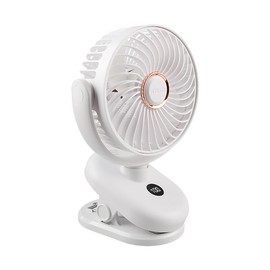 DOODBI Portable Clip-on Desk Fan, 360° Rotatable, Adjustable In 5 Gears, Strong Grip, 18650 Battery Rechargeable, USB Charging, Bedroom, Office, Gym Running Quietly - 5000mAh (White)