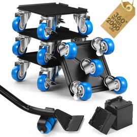 Heavy Duty Furniture Moving Tool Set, Supports up to 2000 Pounds, 5 Wheel Metal Furniture Mover, Furniture Dolly, Appliance Furniture Sliders with Wheels, Furniture Lifter Tool (Blue, 6.5" x6.5")
