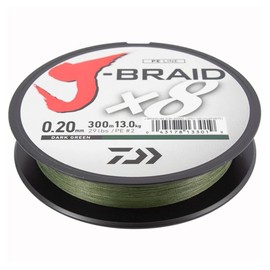 2 pcs. Daiwa J-Braid 8 Braid 0.28mm, 26,5kg/58lbs, 300m dark green (Double pack)