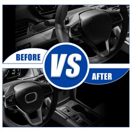 X AUTOHAUX 3pcs ABS Interior Steering Wheel Cover Trim for Honda Accord 2018-2021 Inner Decoration Auto Accessories Carbon Fiber Pattern