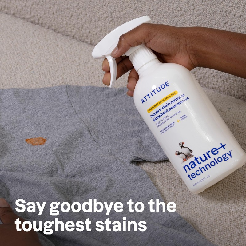 ATTITUDE Stain Remover Spray for Laundry, Removes Odors & Stains,