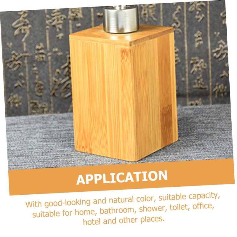 Alipis Bamboo Stainless Steel Pump Bottles 2 Pcs Refillable Soap