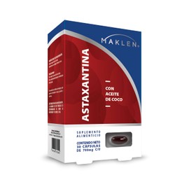 MCT Astaxantina | Astaxantina con Aceite de Coco Fraccionado | 30 Cápsulas Softgels de 700mg | Potente Antioxidante Carotenoide Natural Premium | Keto Friendly | MAKLEN