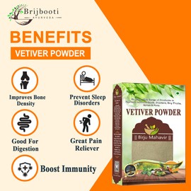 Birju Mahavir Vetiver Root Powder - Khus Root Powder - Vala - Kas Ramacham - खस की जड़ - Vetiveria Zizanioides for Hair Growth| Face Scrub| Healthy Skin 100 Gr