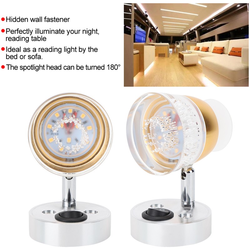 12V-24V LED Dual Heads Spot Light Switch Oval Bedside Reading