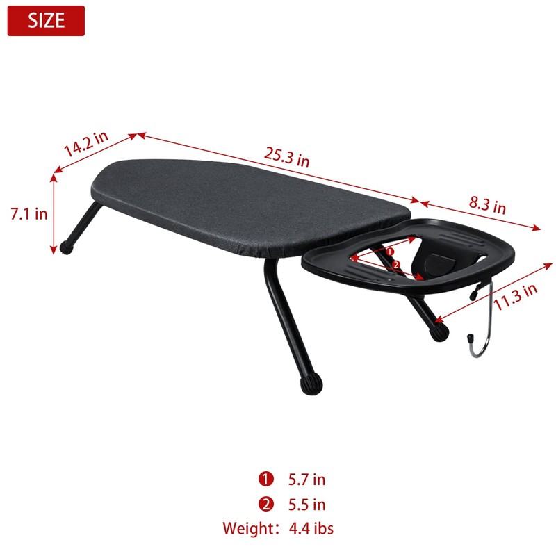 Duwee 14"x25" Table Top Ironing Board with Thicken Felt Padding,