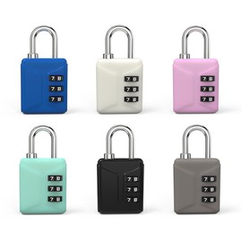 Maizoon Combination Lock with 3-Digit Resettable Code Combo Lightweight and Cute Outdoor Padlock for High Security for Luggage Backpak Bag Suitcase Baggage Pack of 6