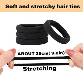 Hair bands for Women, 40 Pcs Soft Hair Ties No Damage, Seamless Hair Bands for Thick Curly Hair Ponytail Holders Hair Accessories for Women. (Black Colour)