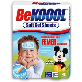 Be Koool: Kids 8 Hour Soft Gel Sheets w/Cooling Relief Fever Reducer, 4 Count (Pack of 5)