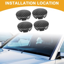 Partuto 4 Pcs 53mm 56mm Universal Wheel Center Caps Hub Covers - Plastic Black