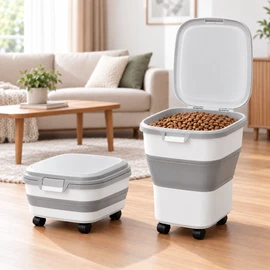 Collapsible Airtight Pet Food Storage Container – 20L Large Capacity Dog & Cat Dry Food Bin with Lid, Scoop, and Versatile Kitchen Grain/Rice Storage
