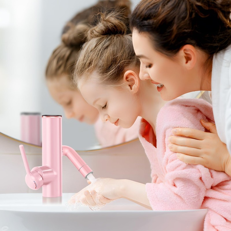 Bathroom Sink Faucet, Cactus-Shaped, Single Hole with Water-Powered LED Temperature