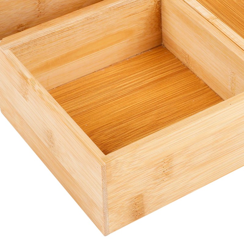 Set of 3 Bamboo Storage Boxes 23 x 15 cm