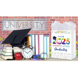 BIZIBAFF Graduation Gift Bag 2025 - Class of 2025 Graduation Gift Bags with Tissue Paper 13" Large Graduation Gift Bag for High School College Graduates Graduation Party Favor Bags