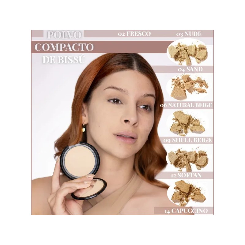 Bissu Maquillaje Compacto Para Rostro Polvo Bissu Tono 4 Sand
