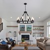 9MMML 10 Lights Wagon Wheel Chandelier, Black Round Globe Wrought