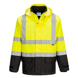 Portwest S362 Men's Hi Vis Waterproof Rain Jacket 3-in-1 Contrast Winter Safety Jacket with Inner Jacket ANSI Class 3 Yellow/Black, 5X-Large