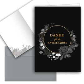 10 Thank You Cards Mourning with Envelope Thank You Card Folding Cards Sympathy Cards Thank You Card Condolence Cards Thank You Funeral Condolence Card Stylish Black Rose Roses