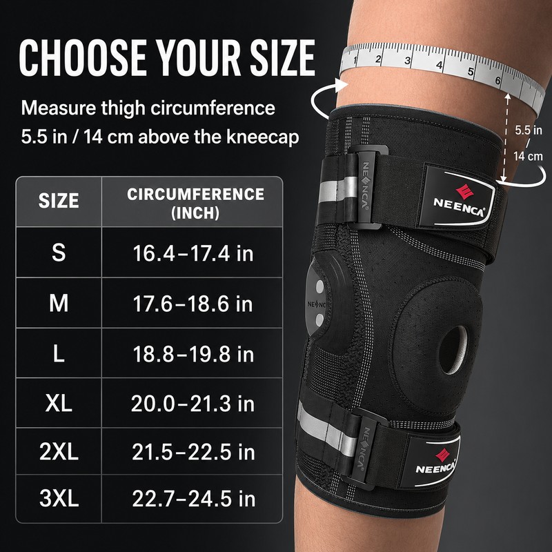 Hinged Knee Brace for Support – Adjustable Neoprene Design with