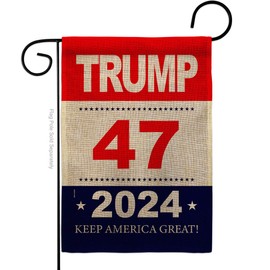 Trump Flag 46 Burlap Garden Flag Patriotic Vote Keep America President Republican Party United State American Election House Banner Small Yard Gift Double-Sided, Made in USA
