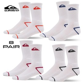 Quiksilver Mens Socks 8 Pairs Crew Socks for Men Premium Athletic Shoe Size 8-12