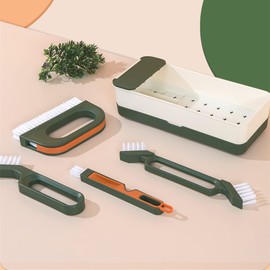 4 PCS Hand-held Groove Gap Cleaning Tools, Window Door Sliding Track Cleaning Brush + Dustpan Cleaning Brushes, Home Kitchen Cleaning Brush Tool