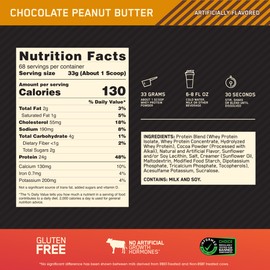 Optimum Nutrition Gold Standard 100% Whey Protein Powder, Chocolate Peanut Butter, 5 Pound (Packaging May Vary) (1081656)