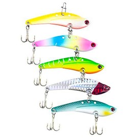 Alludo Fishing Equipment QB100225 Metal Vibration Set of 5 Colors for Sea Bass, Flounder, Magochi, Yellowtail, Saltwater and Shore Jigging, etc. (0.7 oz (18 g/74 mm), A Color Set