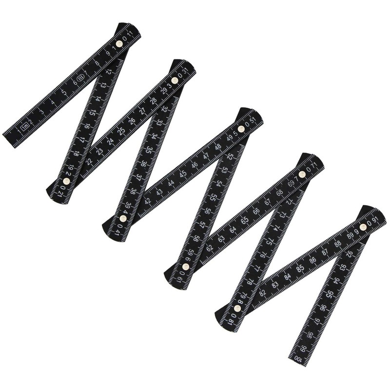 Set of 4 Folding Rulers 1 Metre Portable Plastic Folding