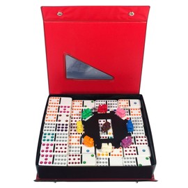 WE Games Mexican Train Dominoes, Double Twelve - Premium Ivory Tiles, Colorful Dots, Family and Adult Board Game