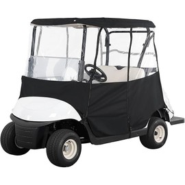 Anrgterg Golf Cart Enclosure 2 Passenger, Golf Cart Rain Cover Waterproof Dual Zipper Door Design Portable 300D Driving Enclosure Black