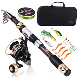 Sougayilang Fishing Pole Kit,Telescopic Fishing Rod Reel Combo with Spinning Reel,Line,Fishing Accessories and Carrier Bag, Fishing Gear Set for Beginner Adults-2.1M Rod 2000 Reel with Bag