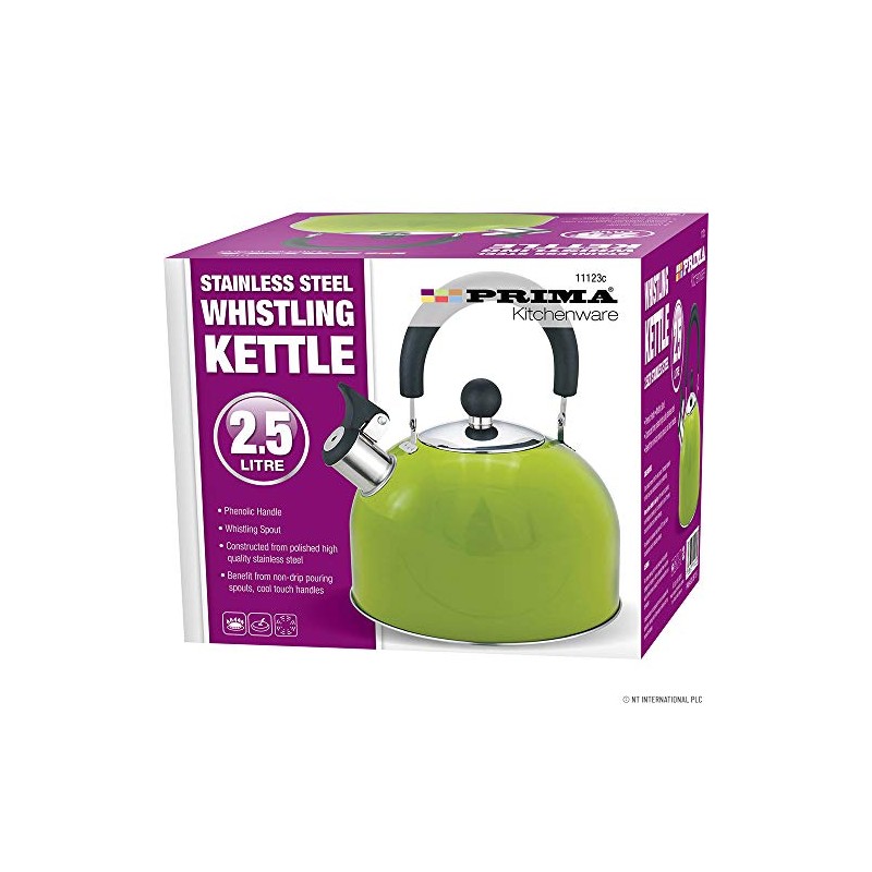 Prima 2.5L Stainless Steel Whistling Kettle in Green 11123C