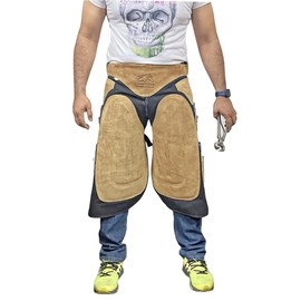 Farrier Apron Chaps 2mm Cowhide Leather, 500 GSM Canvas, 23" Length, Adjustable Waist (28"-52"), Ergonomic Foam-Padded Thigh & Back Support, 4 Knife Pockets, 2 Nail Magnets For Horse Shoeing.