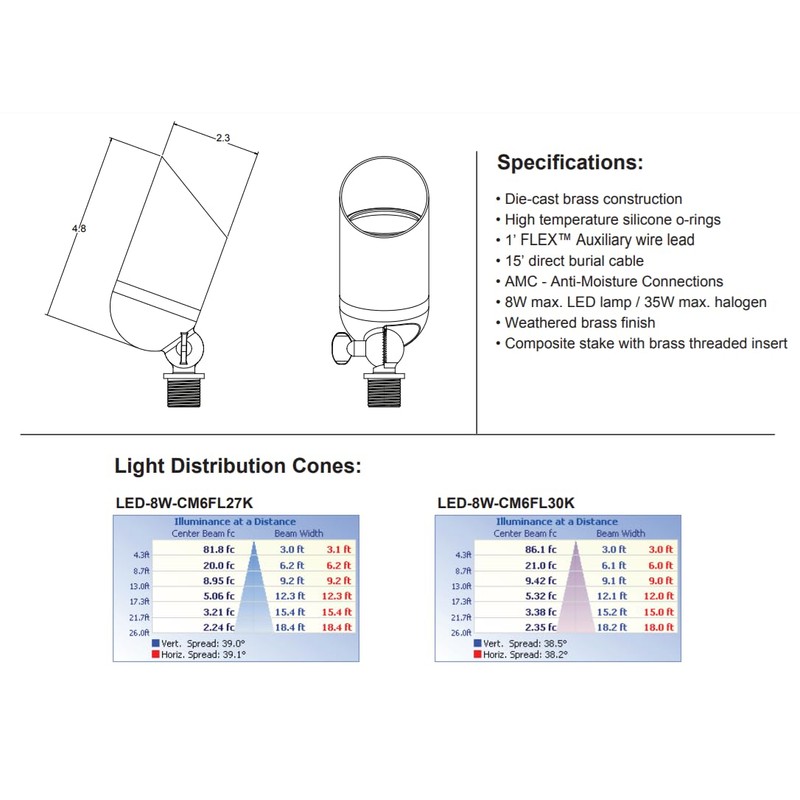 Unique Lighting Systems POSI-L430-WB Elements Series Positron Brass Up Light
