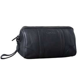 STILORD 'Charles' Toiletry Bag Leather Large Vintage Design for Men and Women Toiletry Bag Wash Bag Necessaire with Handle, black, Toiletry bag