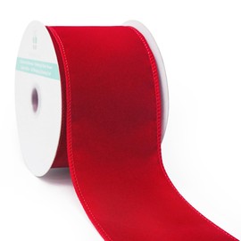 Red Velvet Ribbon 2.5 Inch x 10 Yards for Christmas Home Decor Tree Topper Bow Gift Wrapping DIY Crafts Wreath Garland