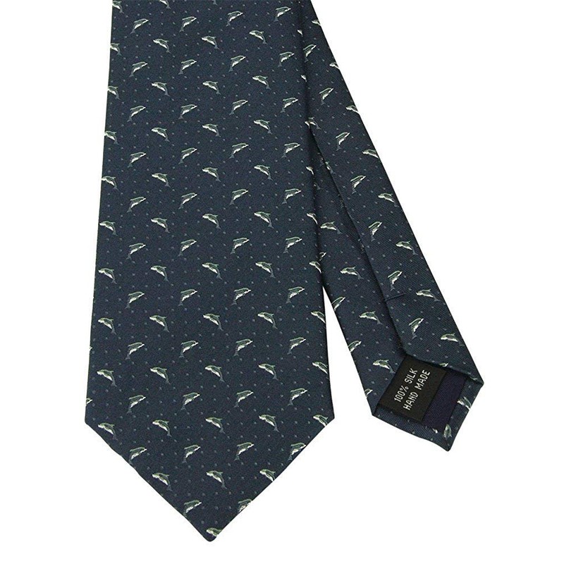 [COLORATA] Carolata Dolphin Pattern Necktie (100% Silk / Jacquard Woven),