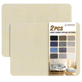 KING MOUNTAIN Coarse Linen Repair Patches, Self-Adhesive Linen Fabric Patches, 8X11 inch 2 PCS, Multi Color, Can be Used for Linen Sofa Repair and Linen Clothes Repair(8" x 11"-2PCS,Beige 1.0)