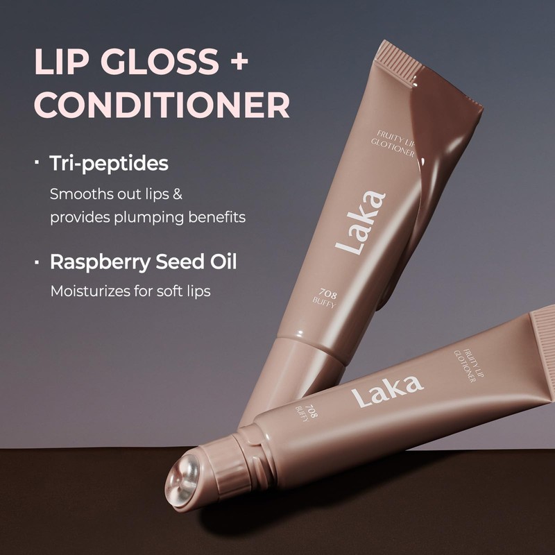 Laka Fruity Lip Glotioner, 10ml/0.33 fl.oz, Lip Gloss with High