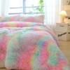 chovy Kids Girls Faux Fur Rainbow Comforter Sets Queen -