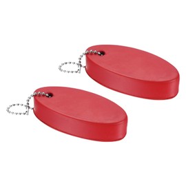 PATIKIL Floating Keychain Plastic 2pcs Marine Sailing Oval Key Chain Buoyancy Key Chain for Boat Outdoor Sports Red
