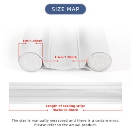 2 PACK Double Under Door Draught Excluder, 37.8 inch Door Draft Stopper, Adjustable Weather Stripping Noise Blocker, Cuttable Isolation Strip, Thicker Draught Excluder for Bottom of Door (White)