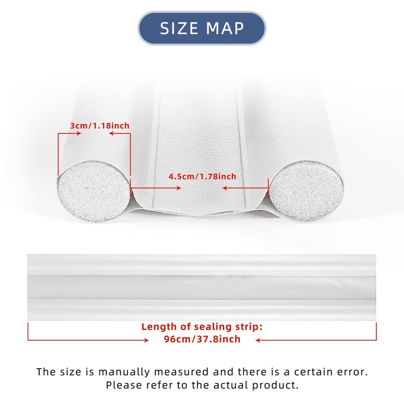 2 PACK Double Under Door Draught Excluder, 37.8 inch Door