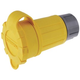 Hubbell Wiring Systems 29W76H Twist-Lock TPE Watertight Connector, 10 HP, 30 amp, 3-Phase 480VAC, 3-Pole, 4-Wire Grounding, L16-30R, Yellow