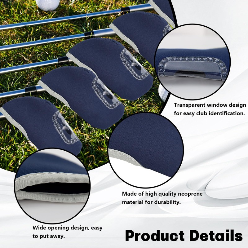 10Pcs Golf Covers Golf Wedge Headcovers Golf Club with See