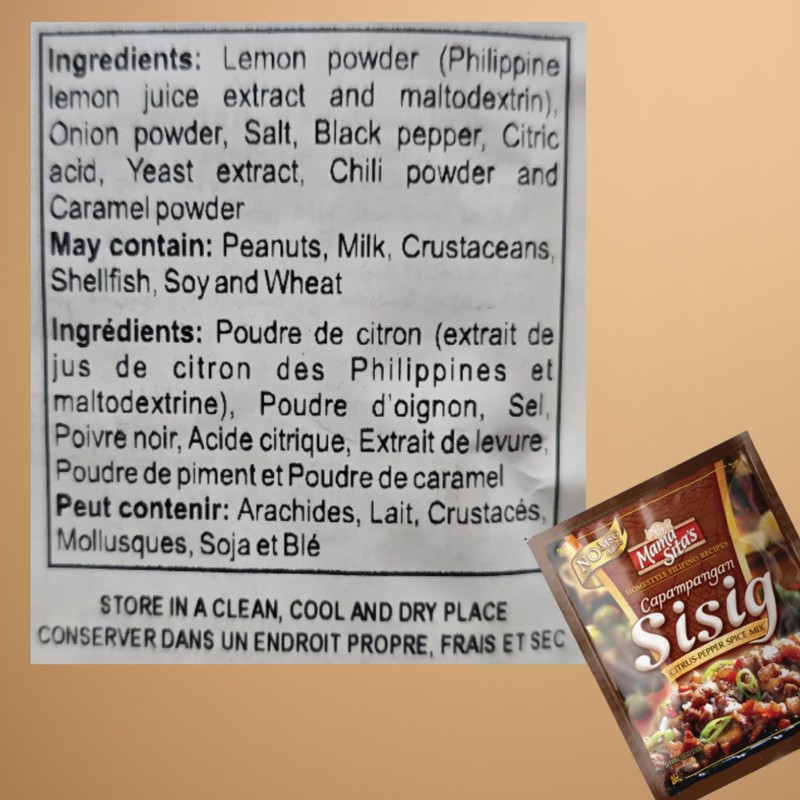 Mama Sita's Capampangan Sisig Mix Citrus-Pepper Spice Mix 1.4oz(40g) 6